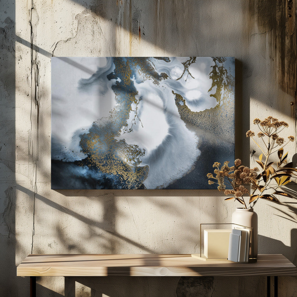 Schwarz-Weiß und Gold „Midnight Motion“ | Leinwand