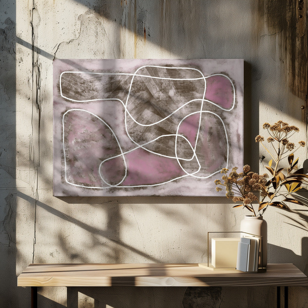 Pastellrosa Strichzeichnung | Leinwand