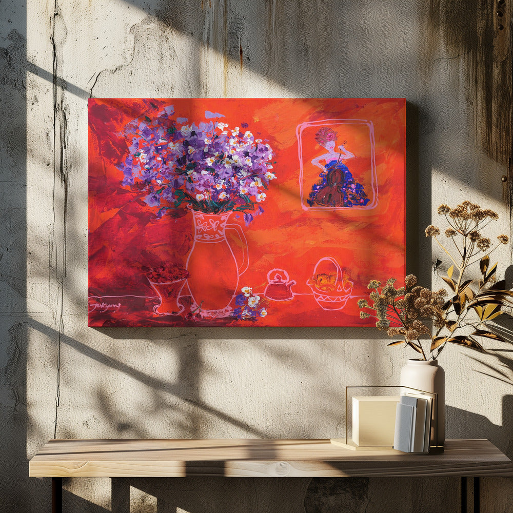Vase mit Porträt | Leinwand