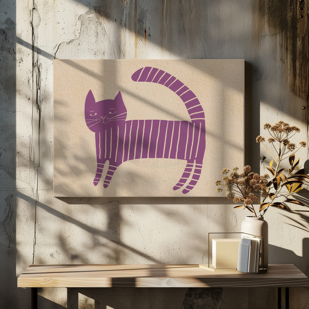 Malvenfarbenes Katzen-Kinderzimmer | Leinwand