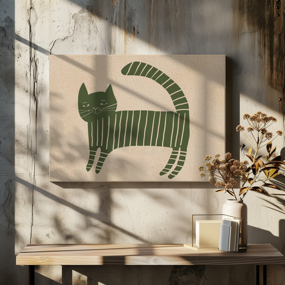 Grünes Katzen-Kinderzimmer | Leinwand