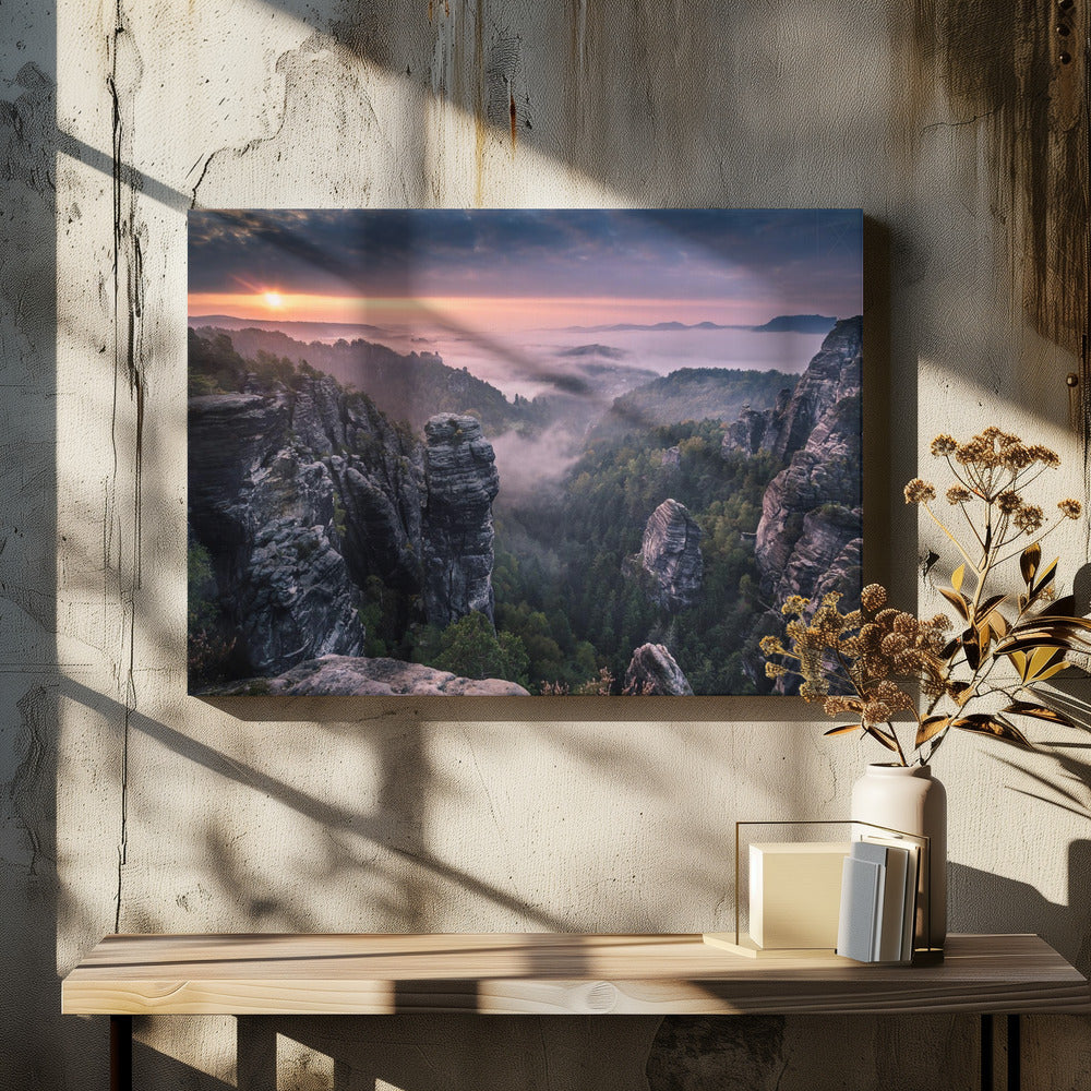Sonnenaufgang auf den Felsen | Leinwand