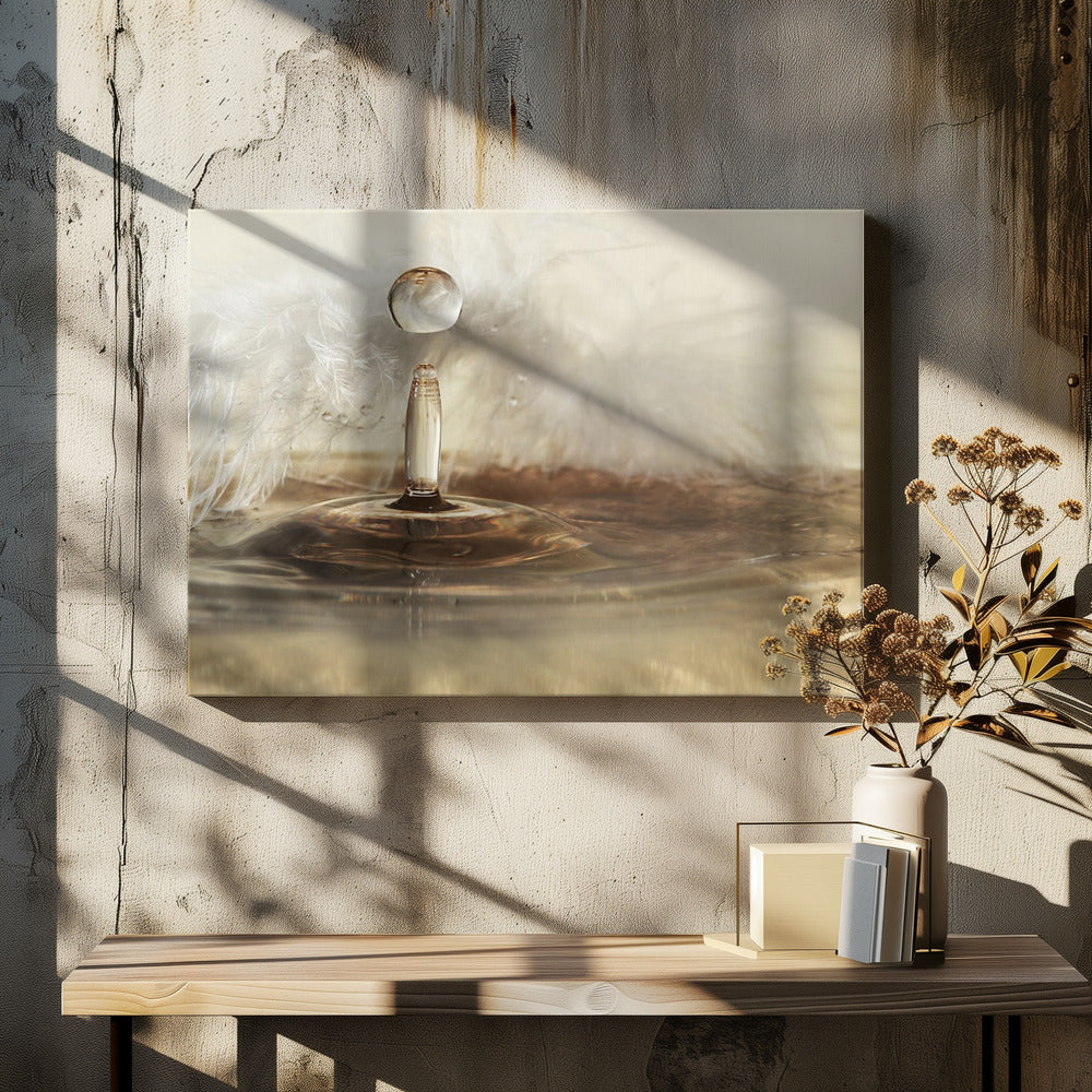 Goldene Federtropfen | Leinwand