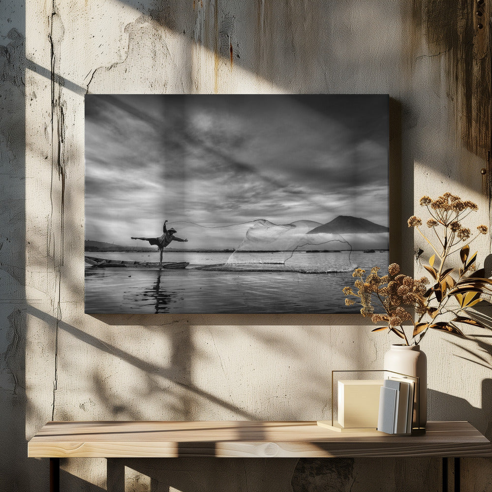 Mann hinter den Netzen | Leinwand