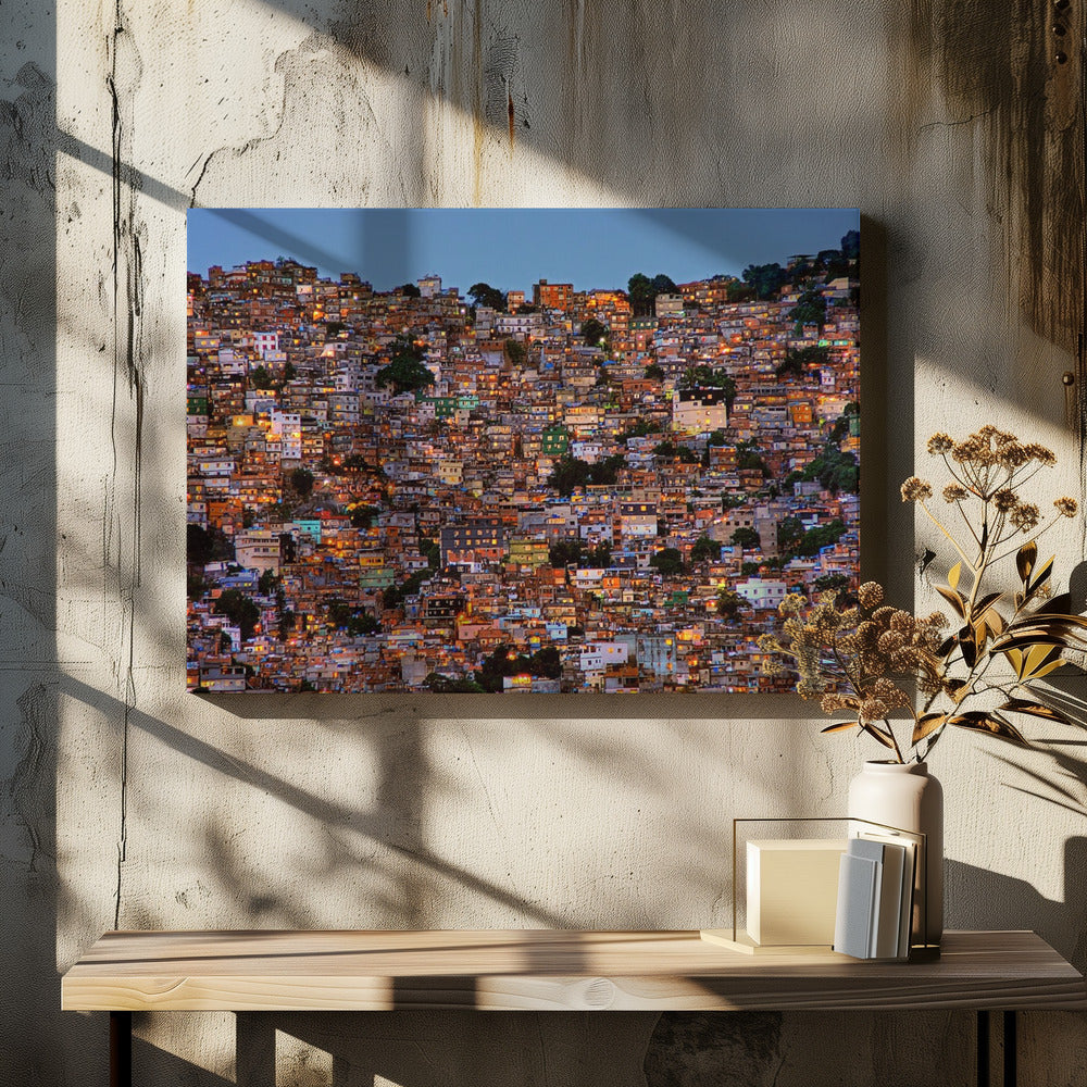 Einbruch der Dunkelheit in der Favela da Rocinha | Leinwand