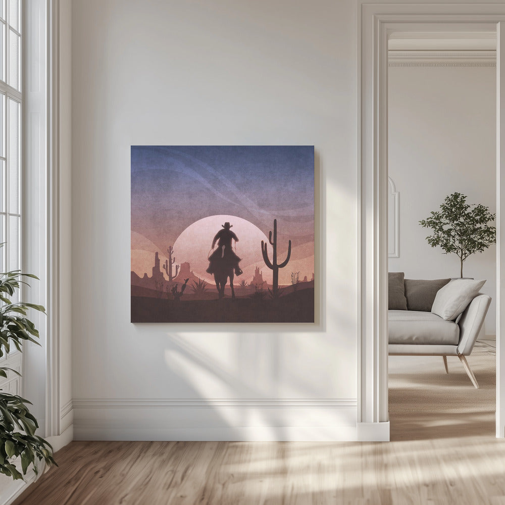 Wüsten-Cowboy-Sonnenuntergang | Leinwand