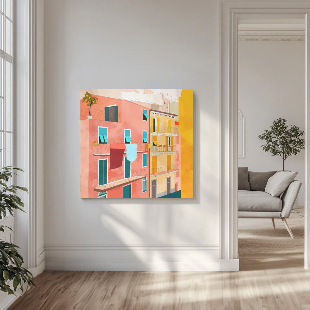 Kleine italienische Häuser | Leinwand