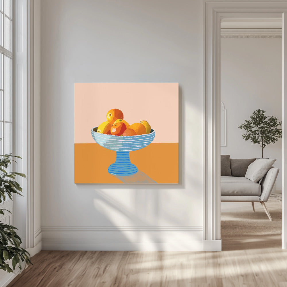 Blaue Obstschale hell | Leinwand