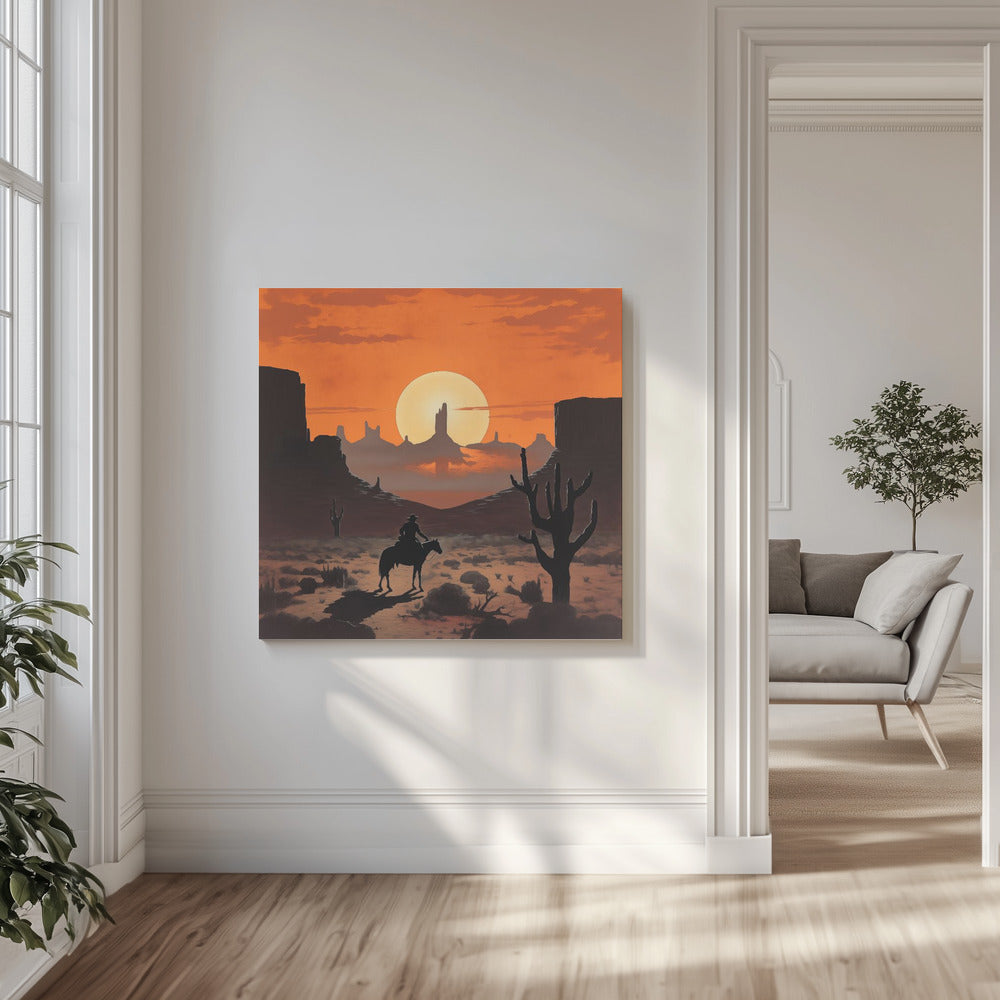Sonnenuntergang Cowboy | Leinwand