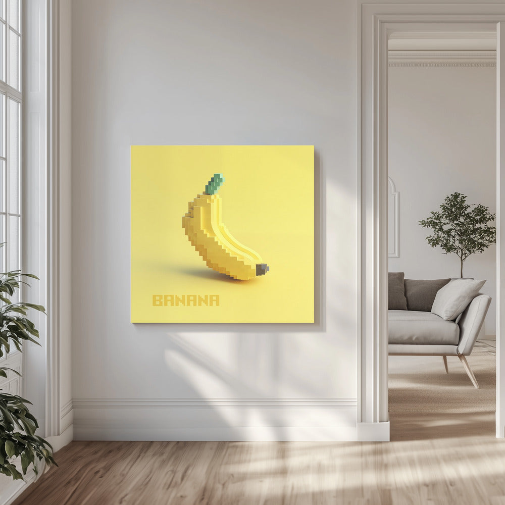 Pixelige stilisierte Banane | Leinwand