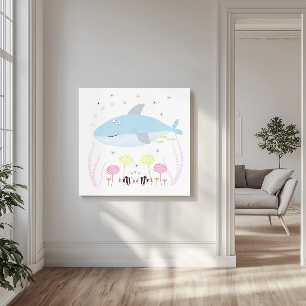 Babyhai mit Blumen | Leinwand