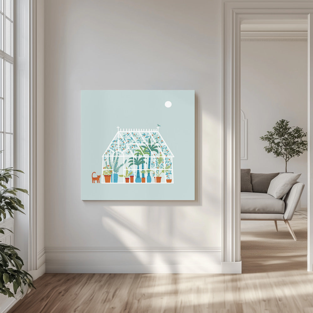 Gewächshaus voller verschiedener Pflanzen | Leinwand
