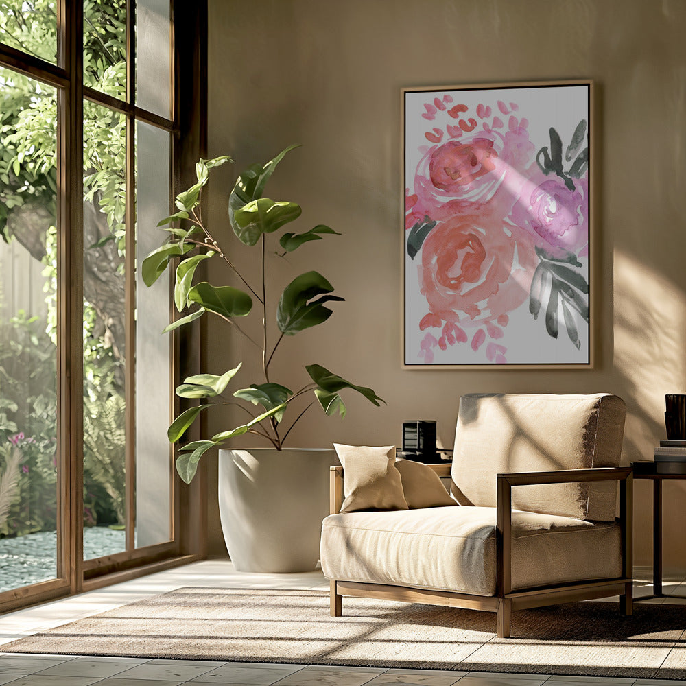 Maeko, lockere Aquarellblumen I | Poster