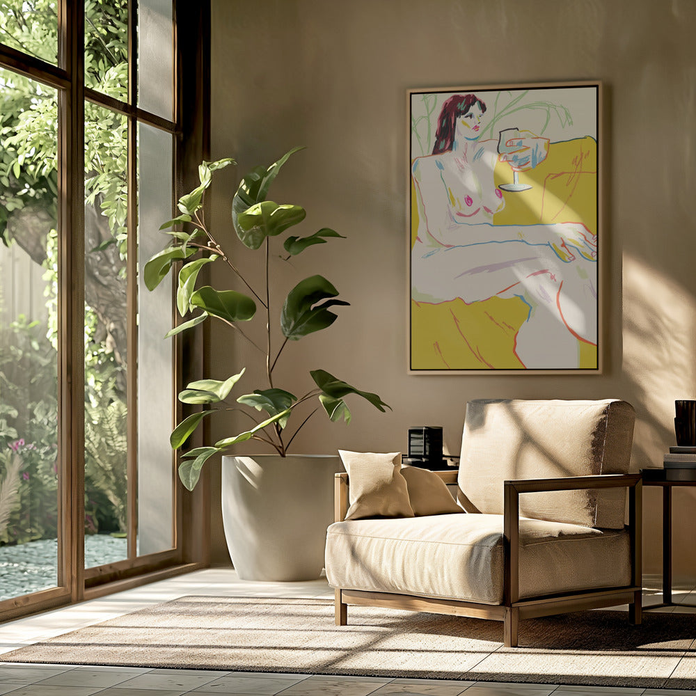 Mädchen mit einem Weinglas | Poster