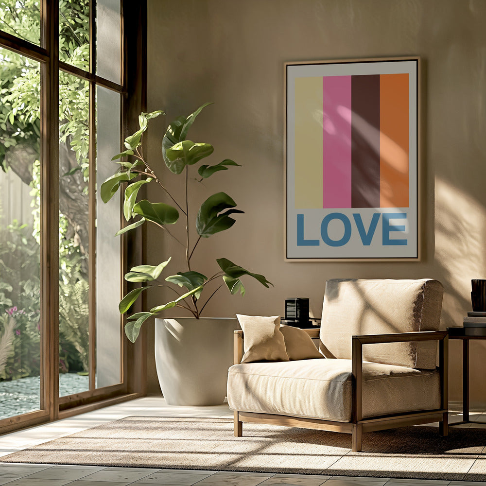 Retro Stripe LOVE Summer Fruits | Poster