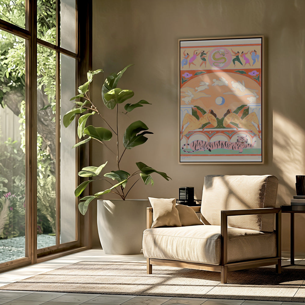 Kaninchen springt über den Mond | Poster