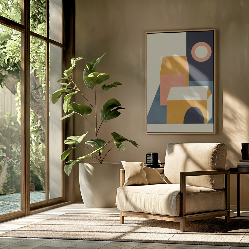 Rainbow Plus Shapes Blue Mustard11 | Poster