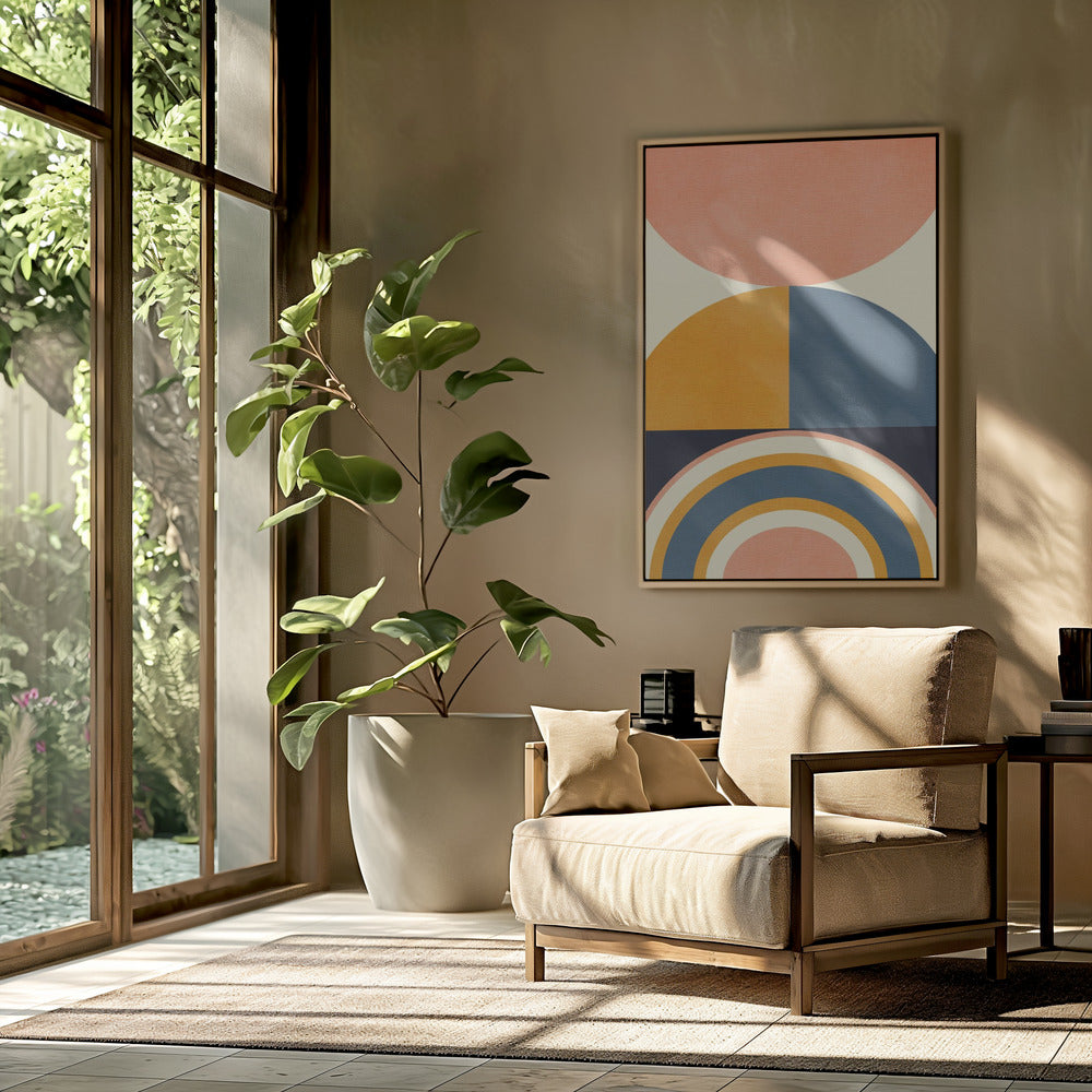Rainbow Plus Shapes Blue Mustard10 | Poster