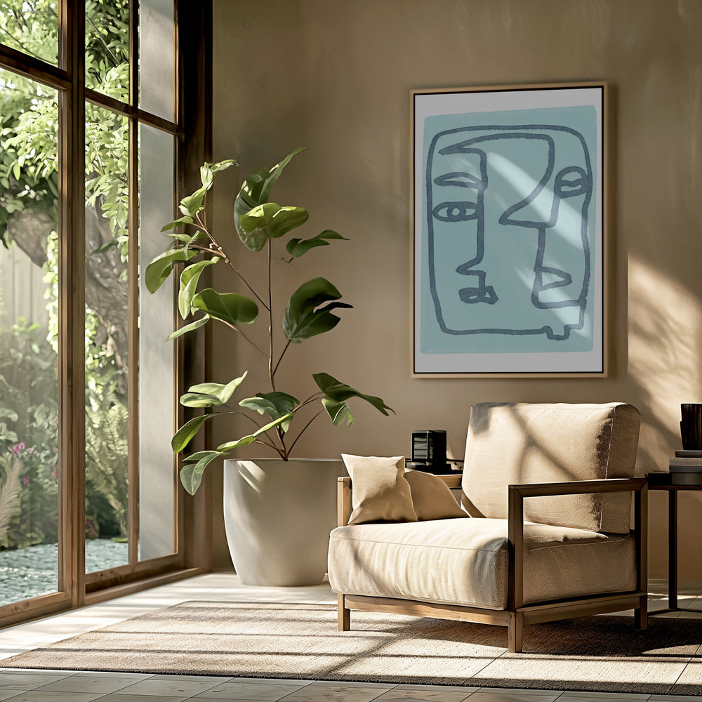 Blue Abstract Faces | Poster
