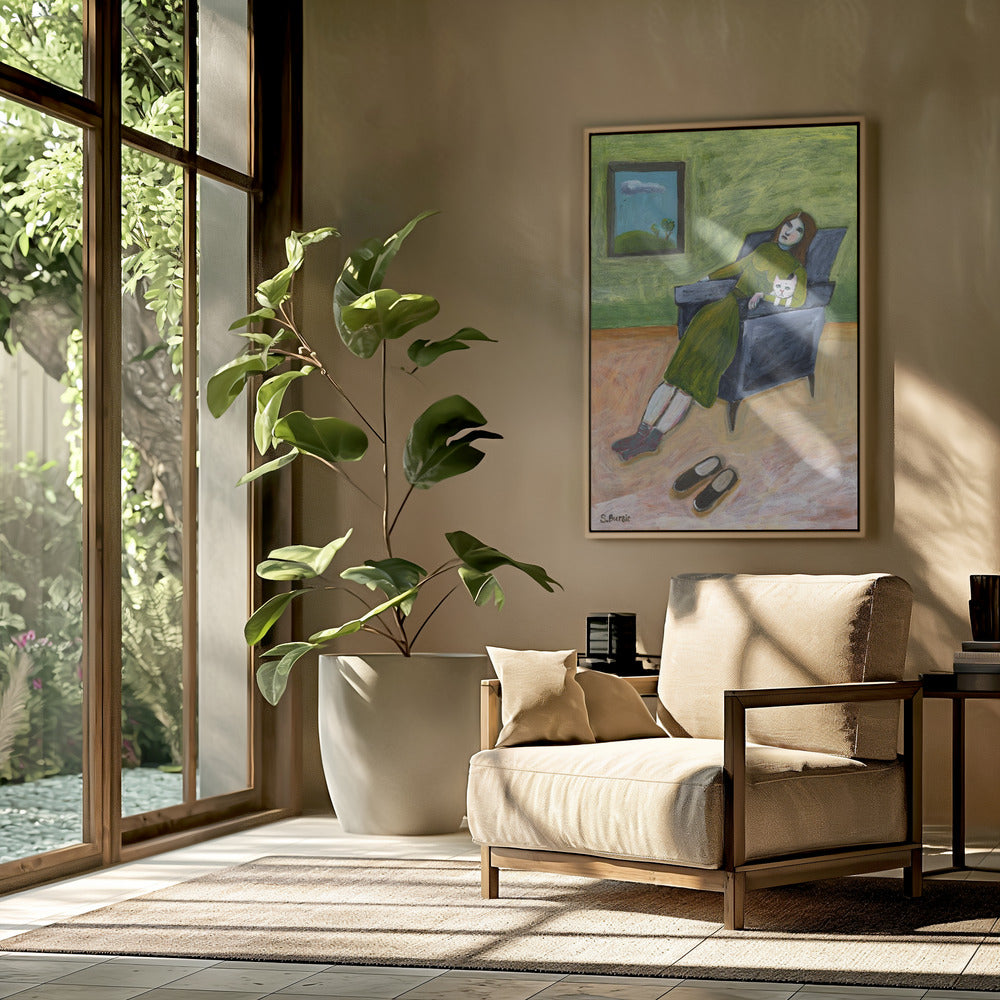 Dame mit Katze | Poster