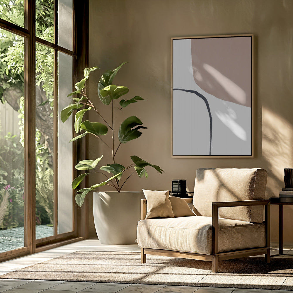 Soft Beige And Black Lines | Poster