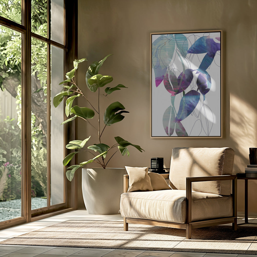 Botanische Blattdruckkunst in Marineblau 2 | Poster