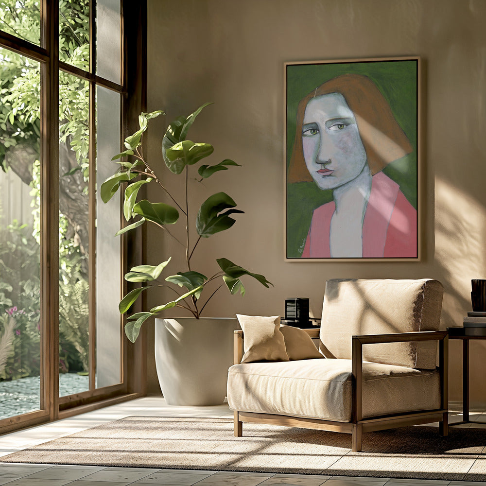 Frau in rosa Jacke | Poster