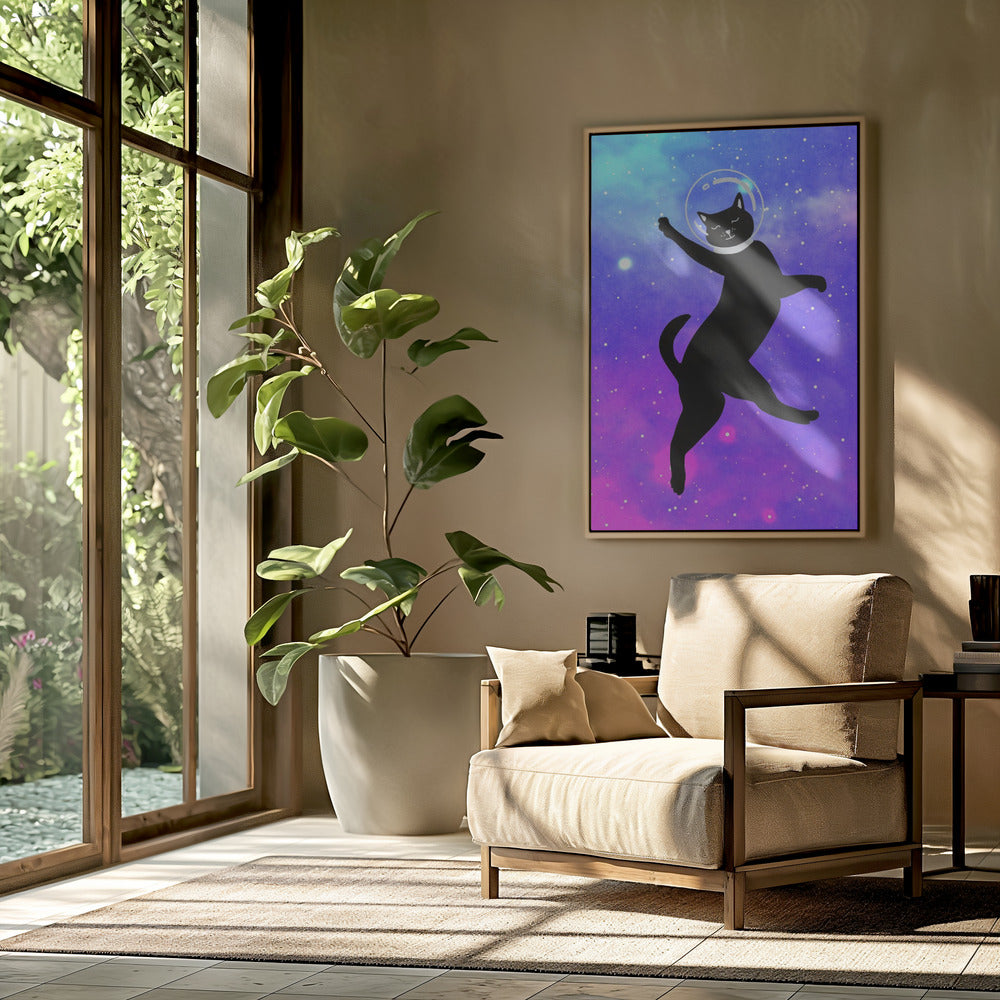 Glückliche Weltraumkatze | Poster
