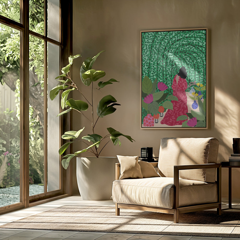 Mädchen in ihrem Garten | Poster