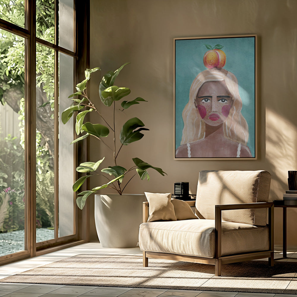Woman With Peach | Poster