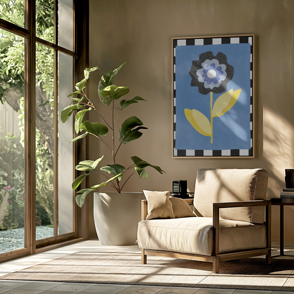 Blume mit blauem und schwarzem Blütenblatt | Poster