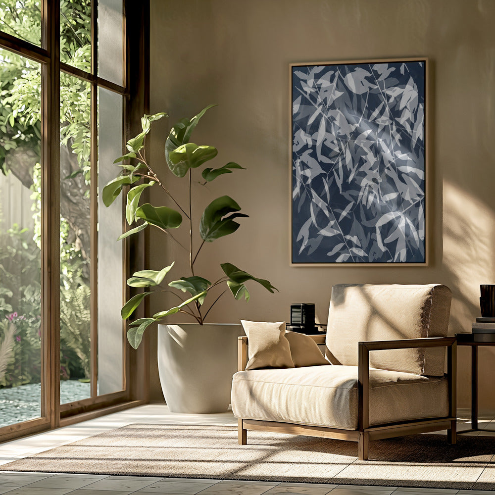 Navy White Bamboo 3 | Poster