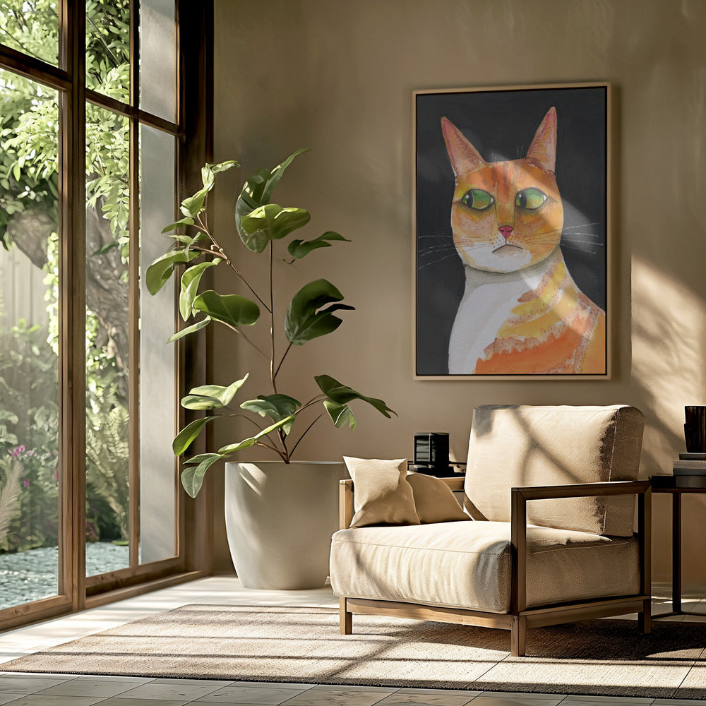 Seitenaugen-Katze Nahaufnahme Ingwerkatze | Poster
