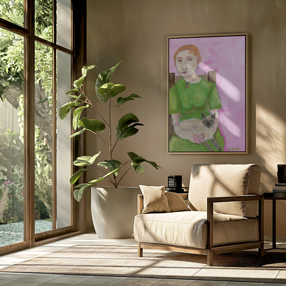Dame mit Katze | Poster