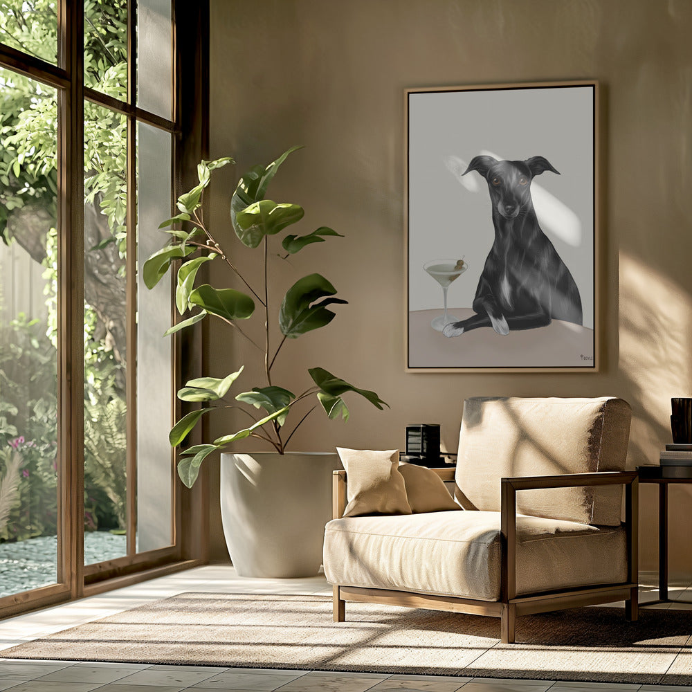 Classy Greyhound with Martini | Poster