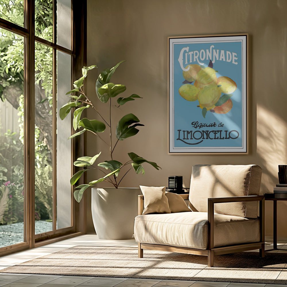 Citronnade Limoncello auf Blau und Schwarz | Poster