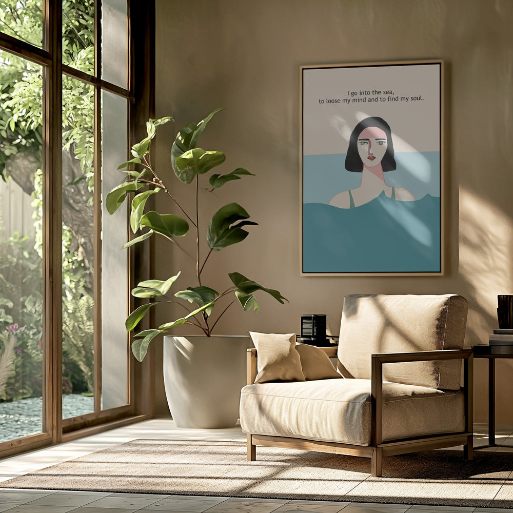 Ozean-Schwimmerin mit Text | Poster