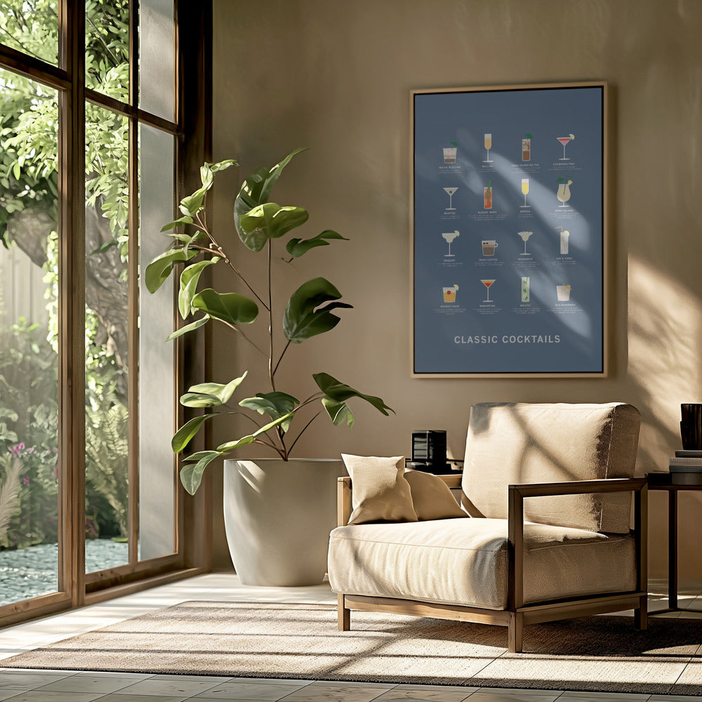 Klassische Cocktails Poster blau | Poster