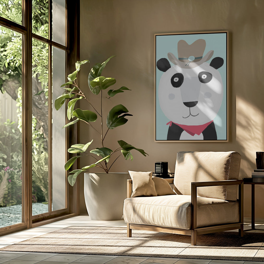 Lustiger Panda mit Cowboyhut von der Künstlerin Carla Daly | Poster