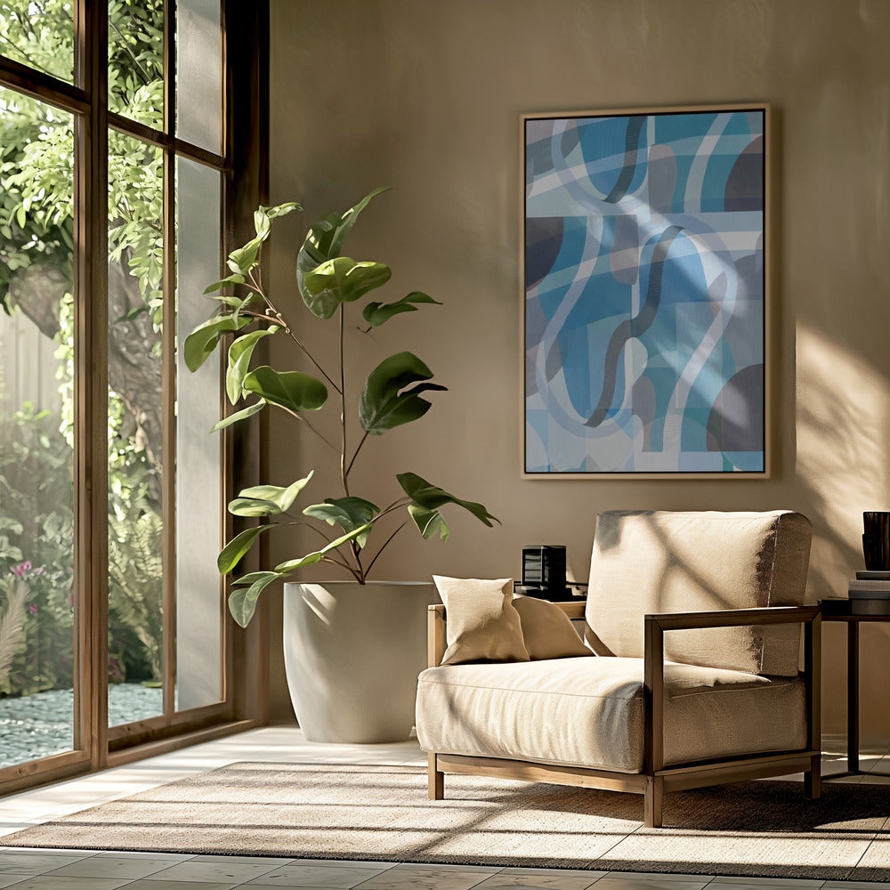 Abstract Blue and Neutral Swervy Shapes 2 | Poster