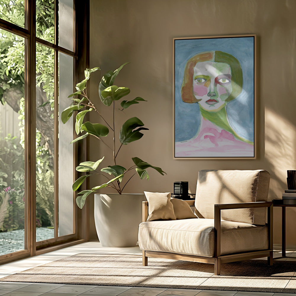Dame mit Bob-Haarschnitt Blau | Poster