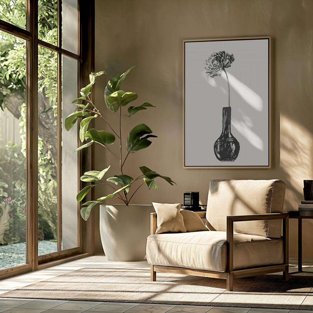 Flower in a vase ink sketch | Poster