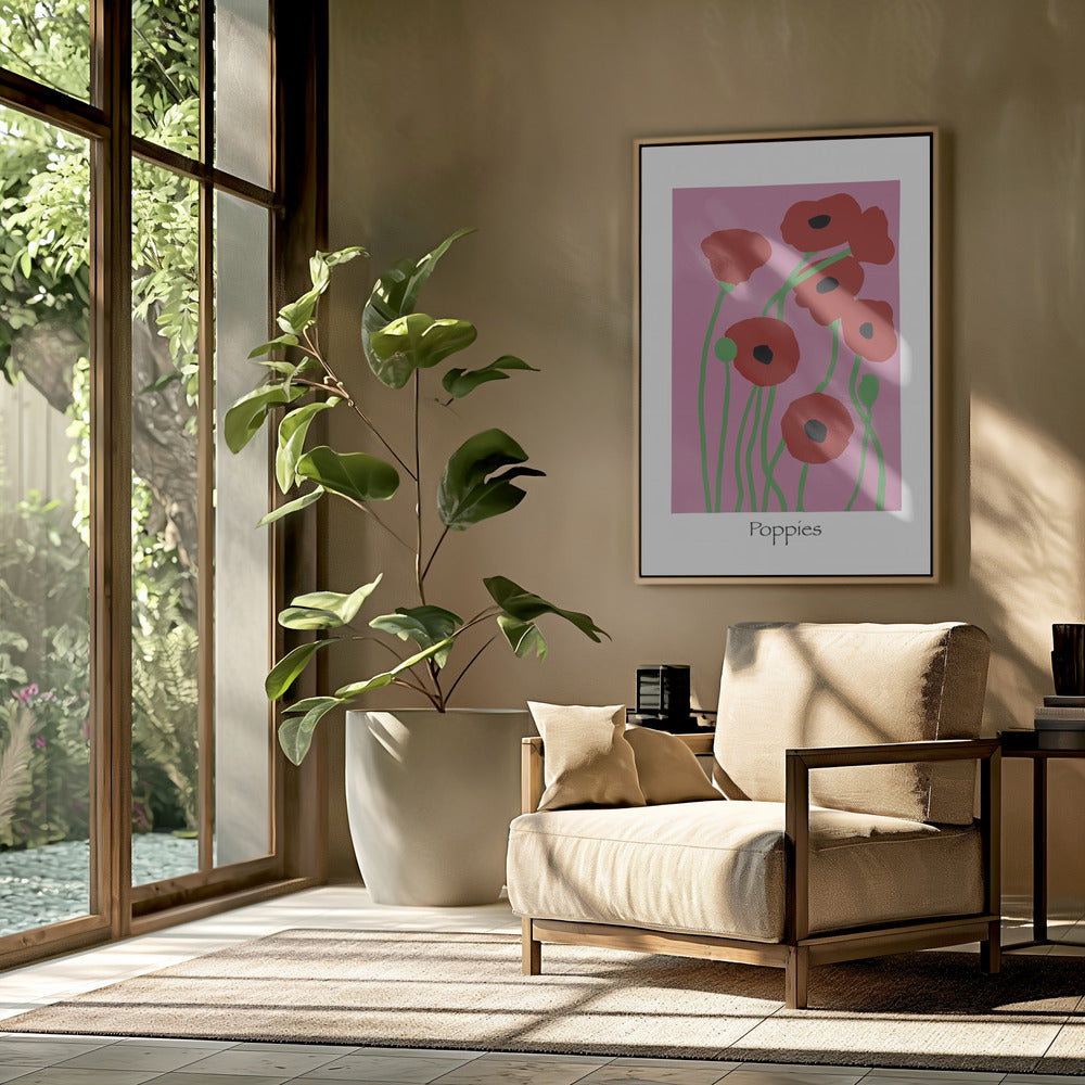 Mohnblumen rosa und rot | Poster