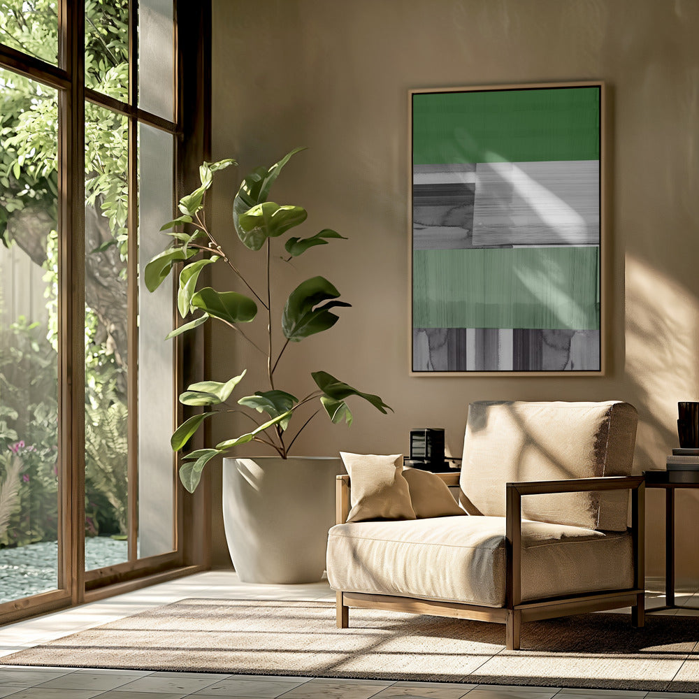 Abstract Black White Green Grey 1 | Poster