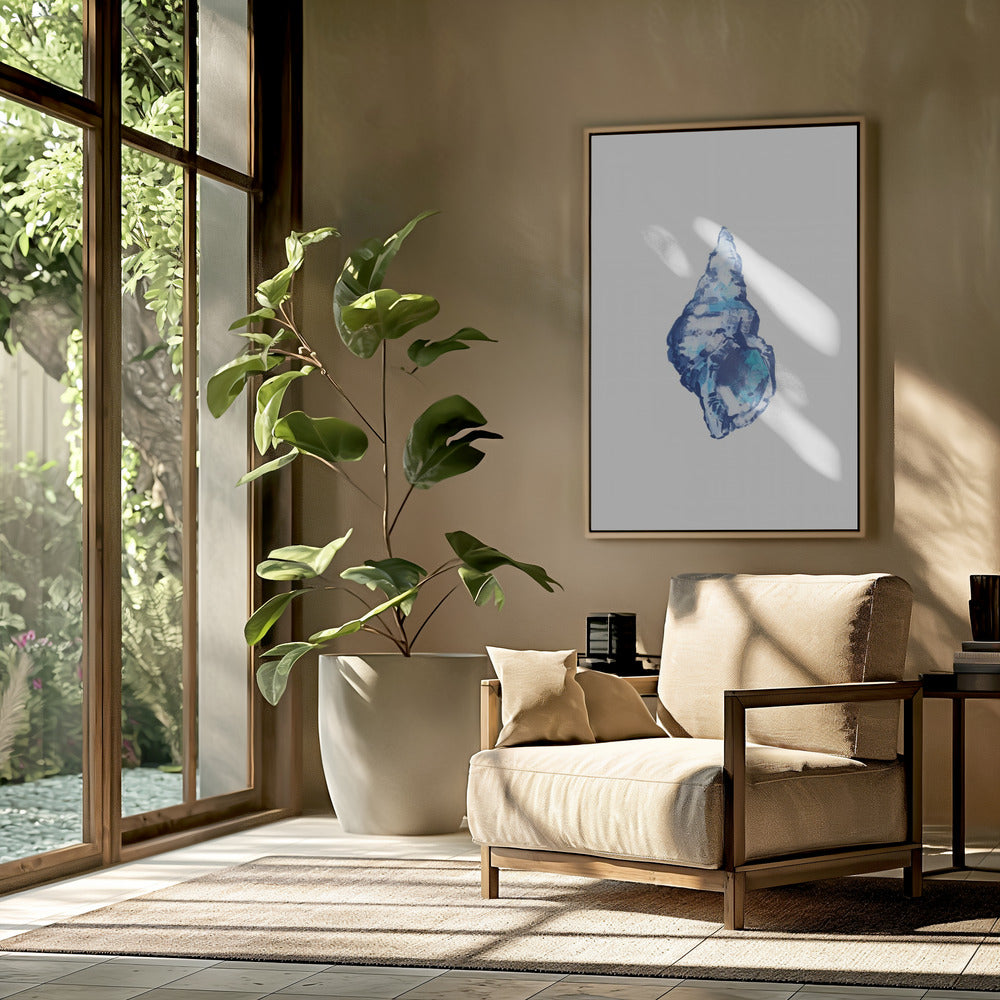 Blaue Muschel auf weißem Hintergrund Nr. 2 | Poster