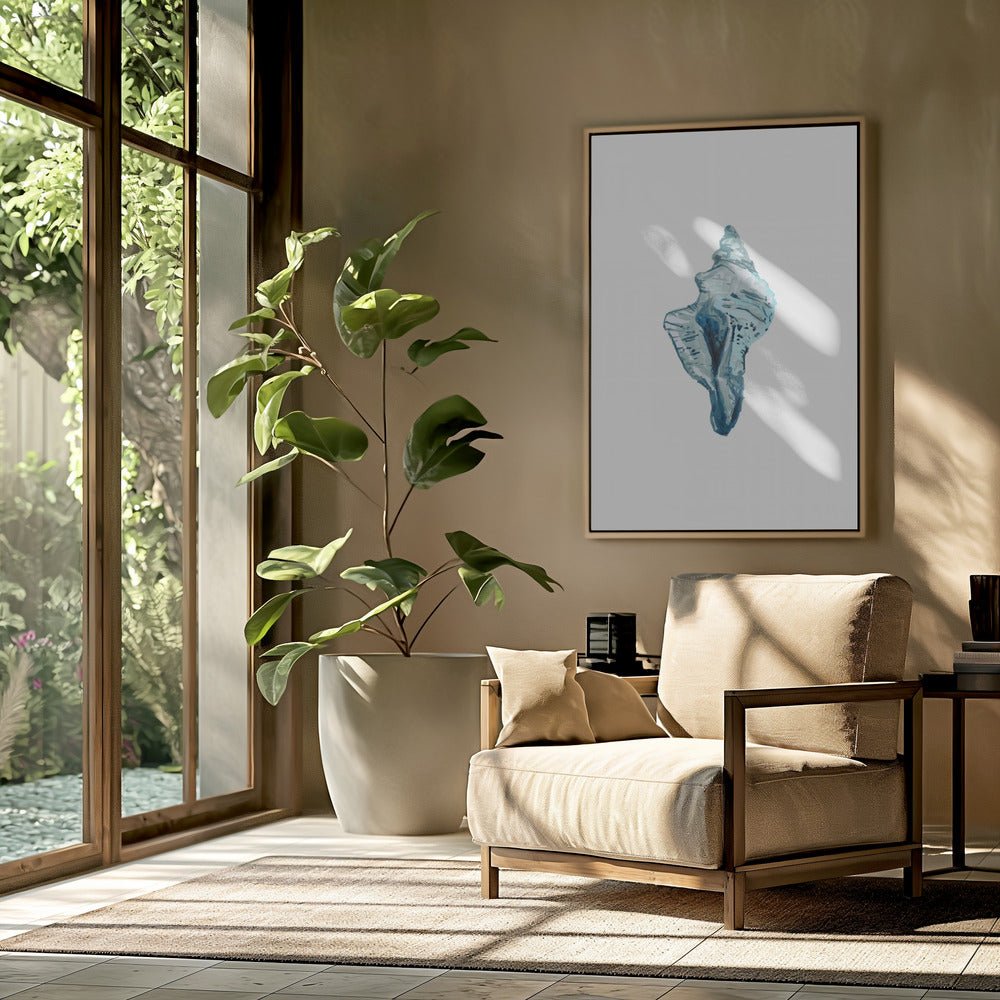 Blaue Muschel auf weißem Hintergrund Nr. 4 | Poster