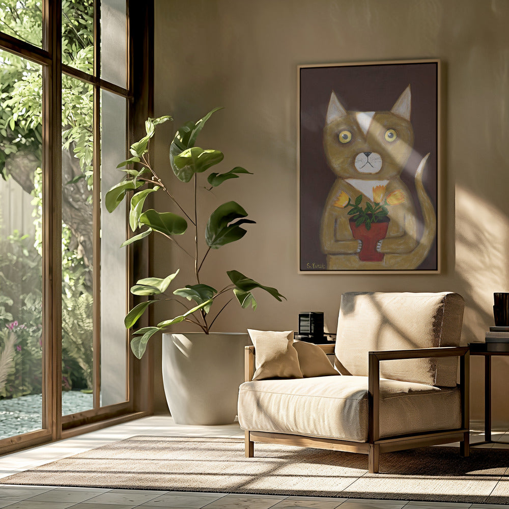 Topfpflanze Katze | Poster