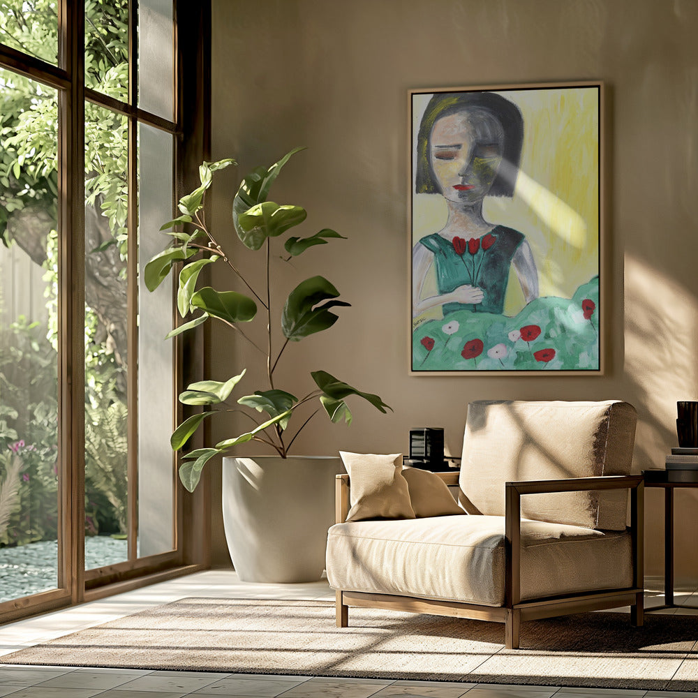 Dame im Garten | Poster