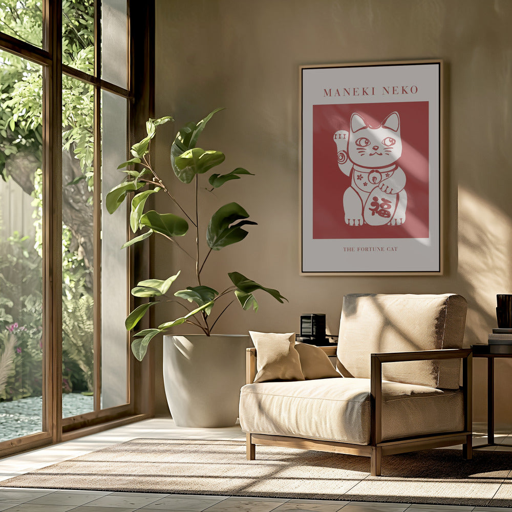 Maneki-Neko Cat Red | Poster