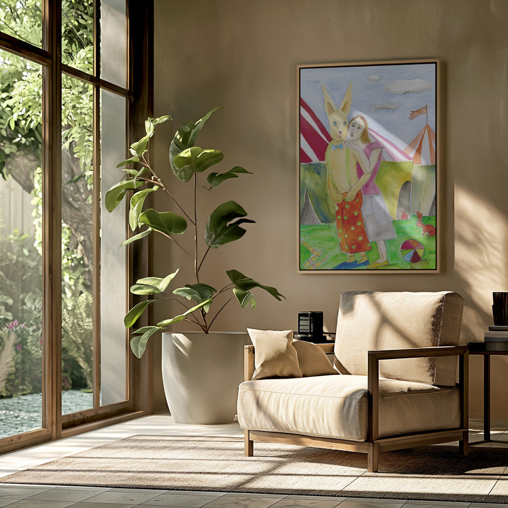 Zirkusartisten mit Kaninchen | Poster